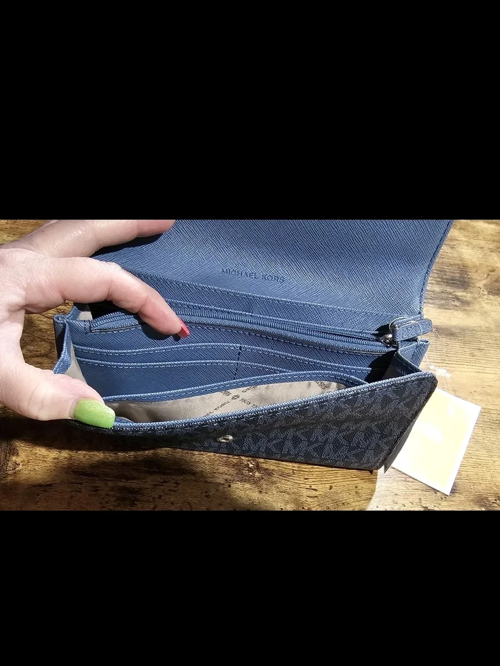Michael Kors Fulton Flap Continental Wallet Admiral Denim MK Logo NWT